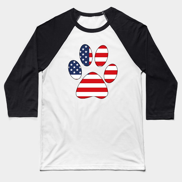 American Flag Dog Paw Baseball T-Shirt by EpicMums